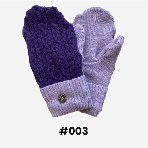 Handmade two tone purple mittens
