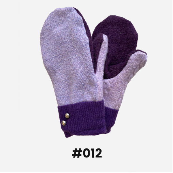 Handmade two tone purple mittens